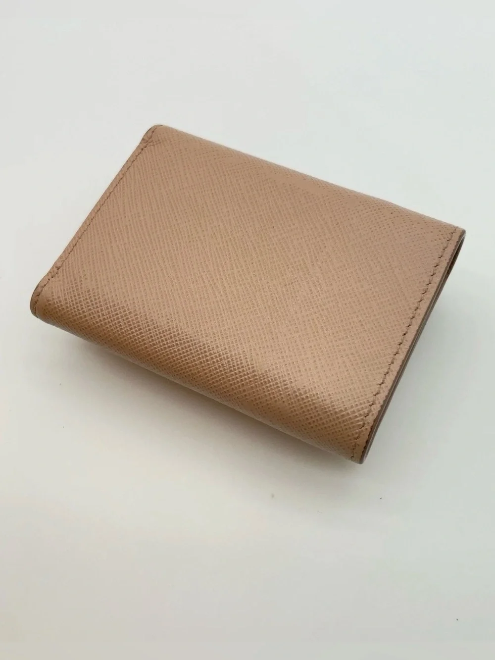 Authentic Prada Saffiano Leather Beige Tri-fold Wallet